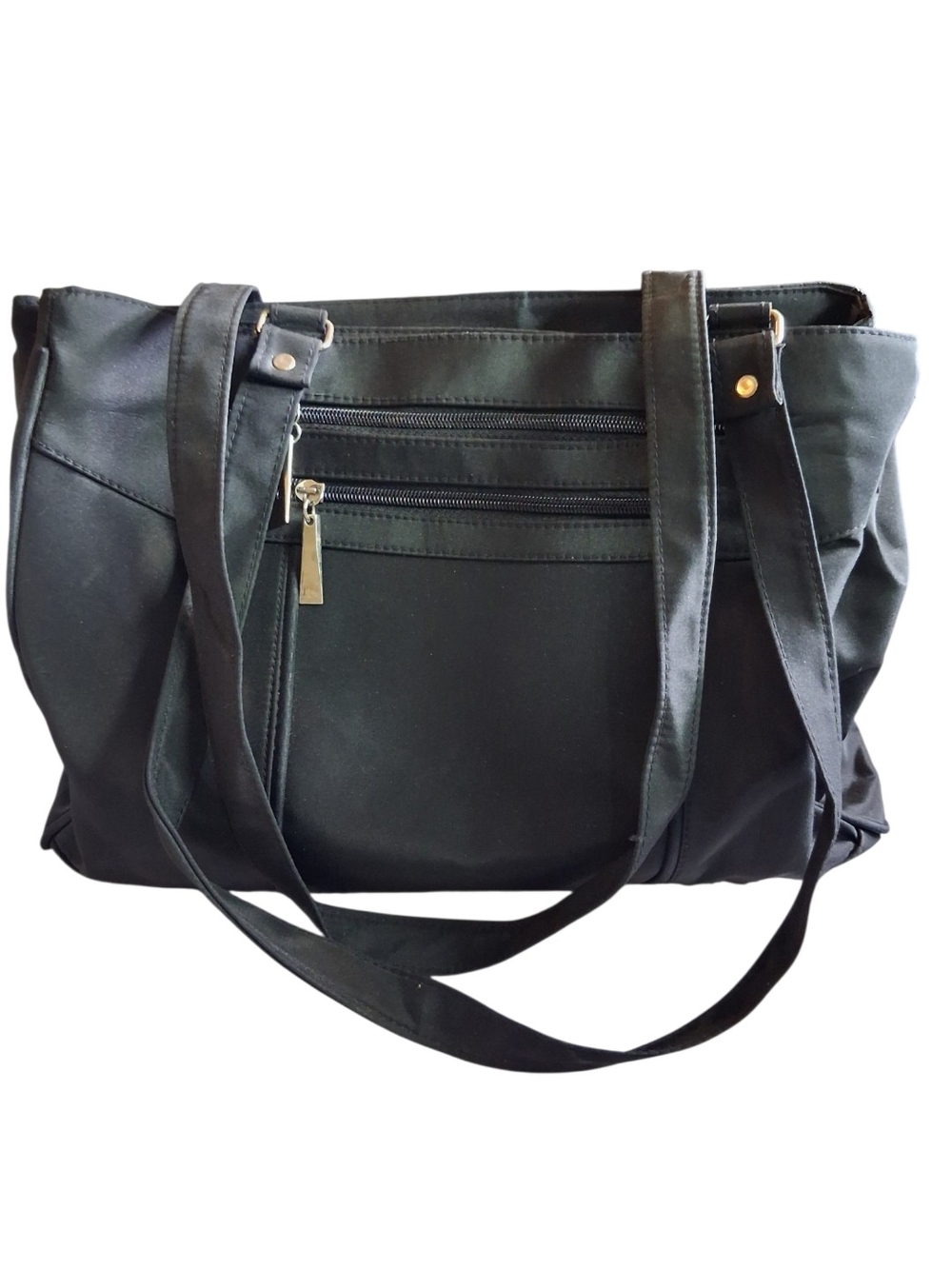 Black Everyday Tote Bag with Front Zip Pocket